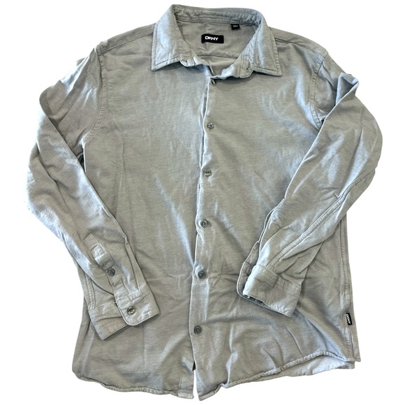 DKNY men’s dress shirt button down long sleeve Light Gray size large - Picture 1 of 7